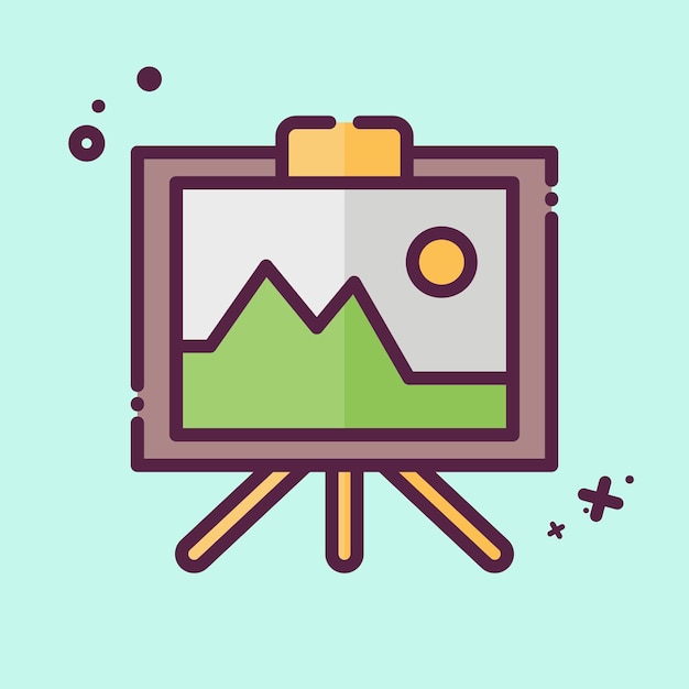 Pintura de iconos relacionada con el arte y los medios de comunicación símbolo estilo MBE diseño simple editable