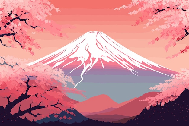 Pintura de lavado de tinta negra estilizada de montañas en estilo japonés minimalista oriental tradicional Ilustración vectorial
