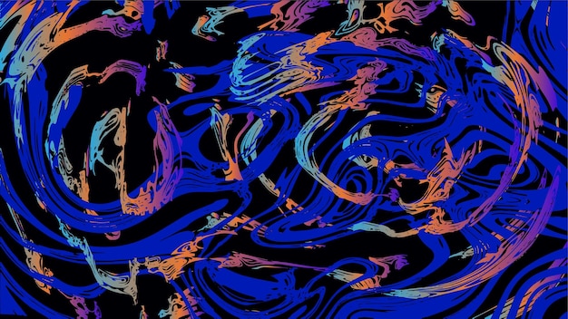 una pintura de un líquido de color azul y naranja con las palabras no en él