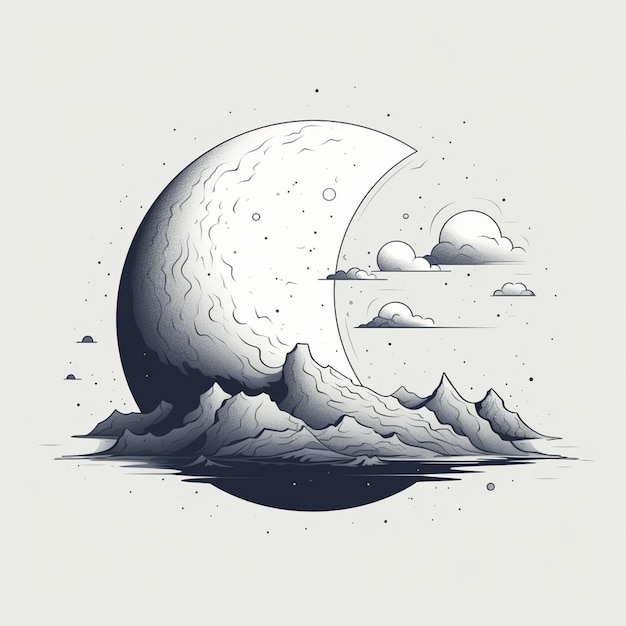 Vector pintura de luna vectorial libre aislada