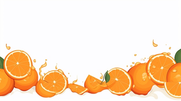 una pintura de naranjas y naranjas con las palabras jugo de naranja en él