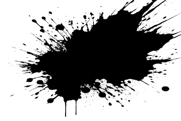 Pintura negra textura grungy en fondo blanco imagen vectorial de la textura de salpicaduras de pintura negra