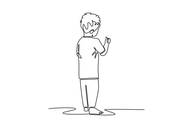 Pintura de niño en la pared Concepto de arte Diseño de dibujo de línea única Ilustración gráfica vectorial