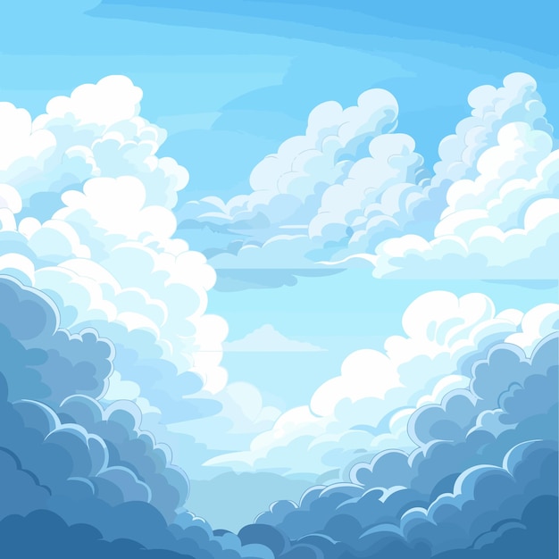 una pintura de nubes y el sol con un fondo azul