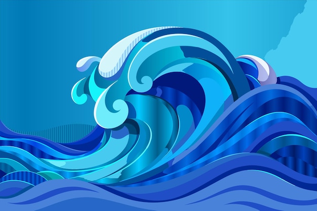 una pintura de una ola que tiene la palabra "mar" en ella