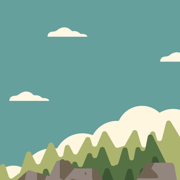 Vector una pintura de un paisaje con montañas y nubes