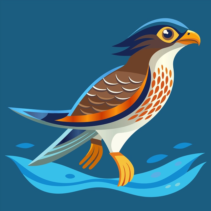 Vector una pintura de un pájaro que está en un fondo azul