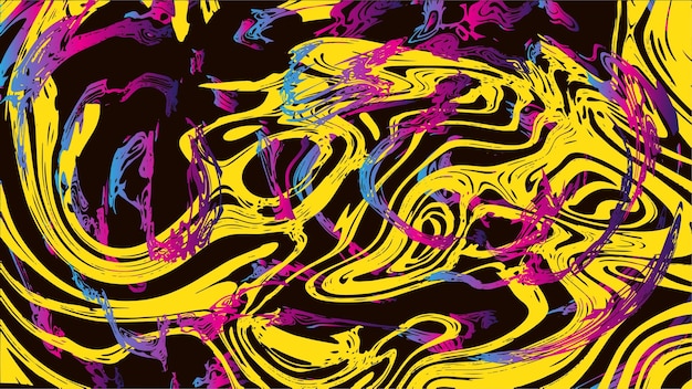 una pintura de un patrón abstracto púrpura y amarillo