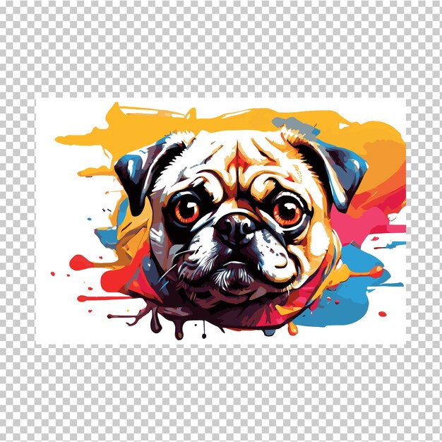 Vector pintura de un perro pug con y jpg