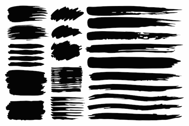 Pintura de pincel negro con textura de rectángulo grunge Esbozo de caja de pinceles negra con salpicaduras de fondo