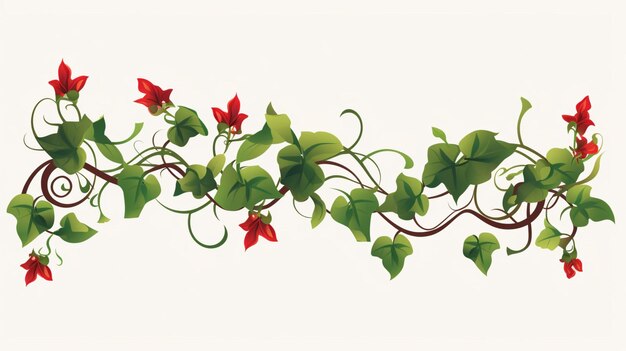 Vector una pintura de una planta con flores rojas