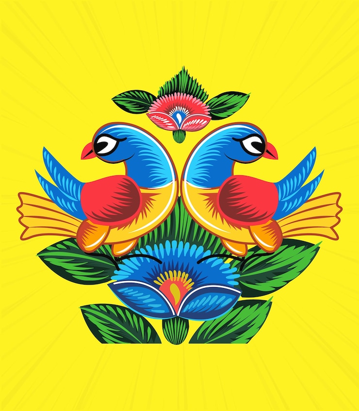 Vector una pintura de rickshaw colorida y un diseño popular con un fondo amarillo camión paquistaní e indio