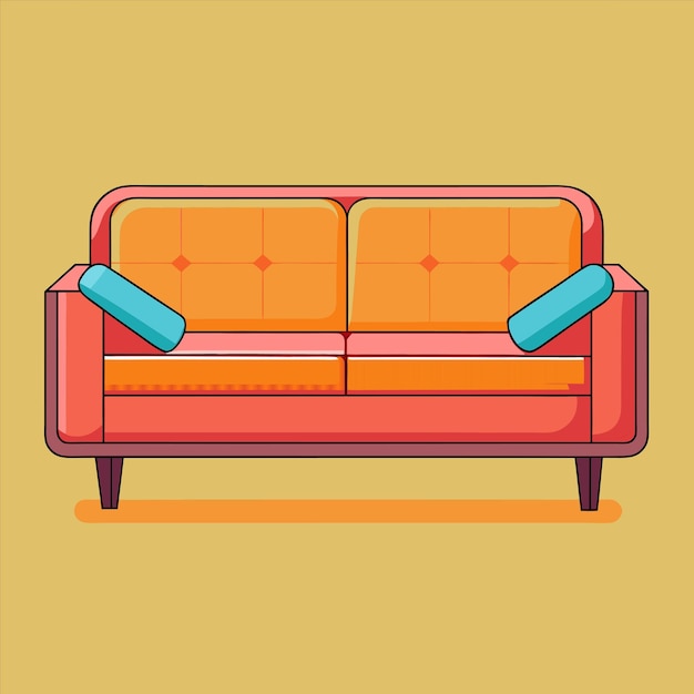 una pintura de un sofá con un cojín azul