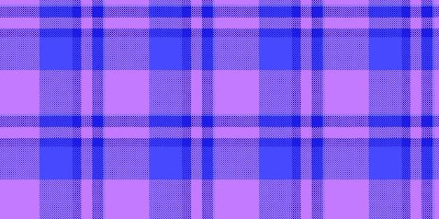 Pintura de tela textil patrón de confort vectorial control sin costuras geometría fondo tartan textura a cuadros en colores violeta y azul