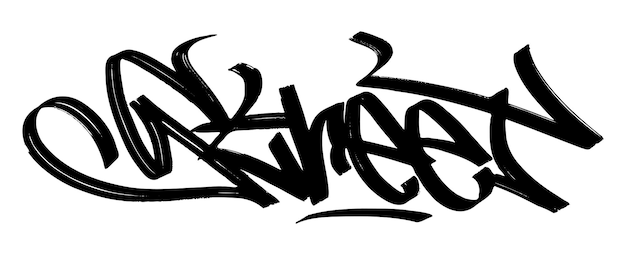 Pintura de tinta de marcador de letras de calle de etiqueta de graffiti negro