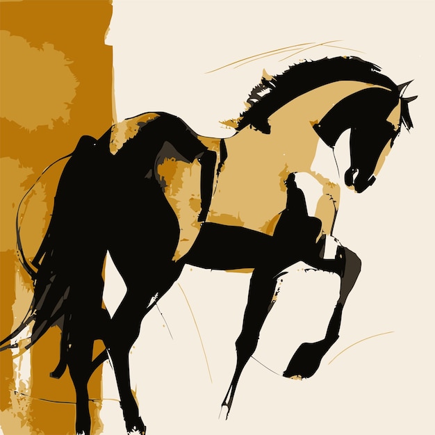 Pintura vectorial de arte abstracto de caballos