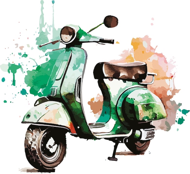 Vector una pintura de una vespa verde con la palabra vespa en ella.