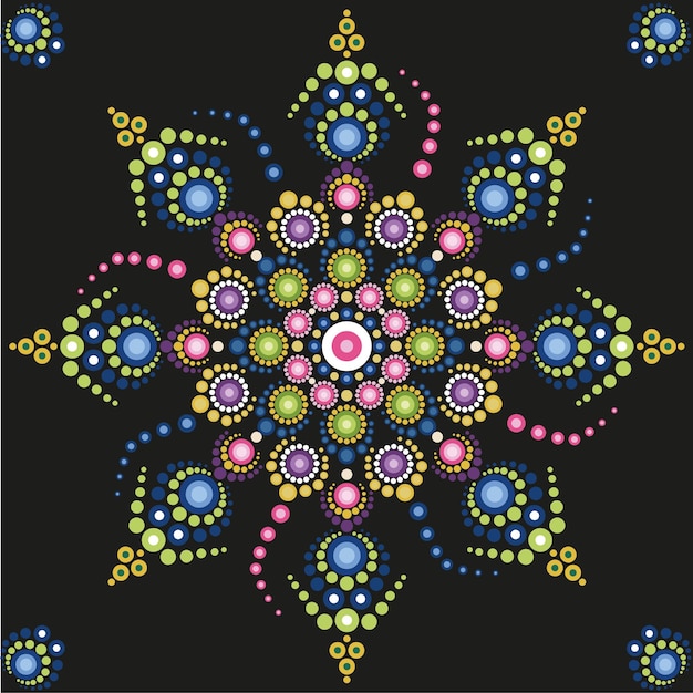 Pinturas de arte de puntos de Mandala Colores vívidos Pointillismo