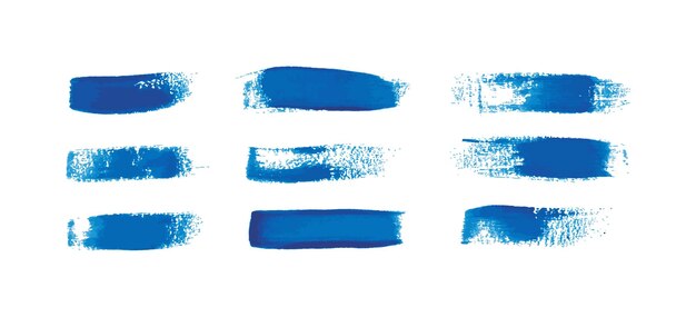 Pinturas azules de pintura Pinceles Grunge conjunto vectorial