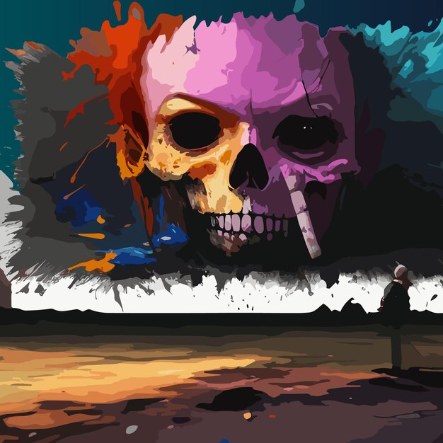 Vector pinturas digitales diseño de helloween fantasma