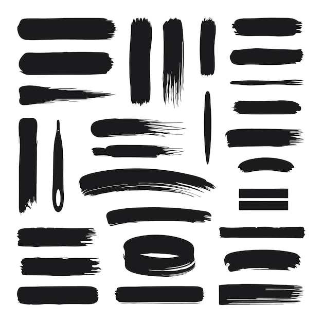 Pinturas de pincel Set de silueta de paquete Línea limpia de fondo blanco sólido