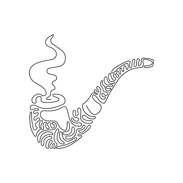 Pipa de fumar de dibujo de línea continua única con humo Pipa de tabaco tubo aislado para fumar