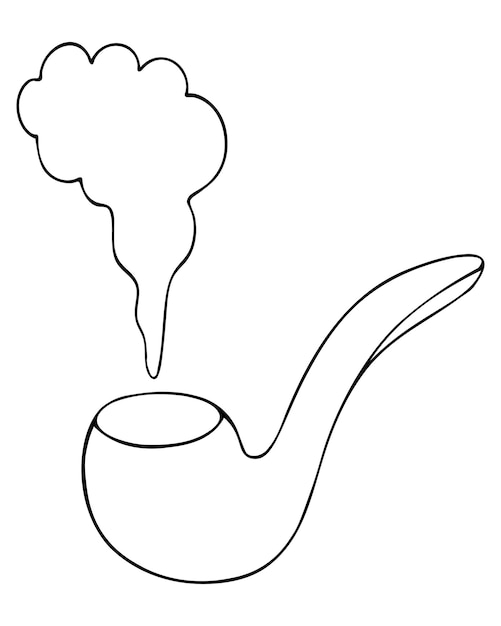 Pipa para fumar herramienta para fumar bosquejo el humo se eleva en el aire atributo de duende estilo doodle