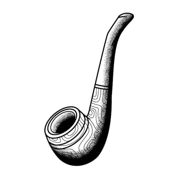 Pipa de tabaco en estilo dotwork aislada sobre un fondo blanco