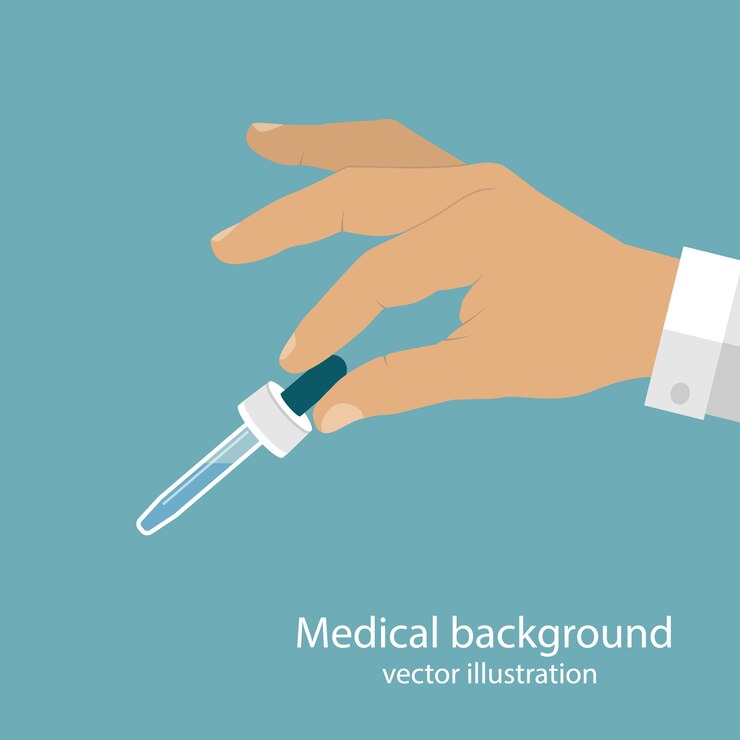 Vector pipeta en mano del doctor