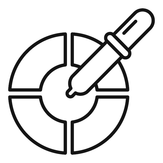 Pipeta que añade líquido al icono de la placa de laboratorio circular