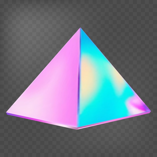 Pirámide 3D con efecto de espejo holográfico Triángulo de gradiente Color fluido Forma de neón en color de gradiente