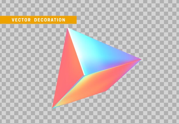 Pirámide aislada con gradiente de color de camaleón de holograma colorido. forma geométrica de objetos 3d. ilustración vectorial