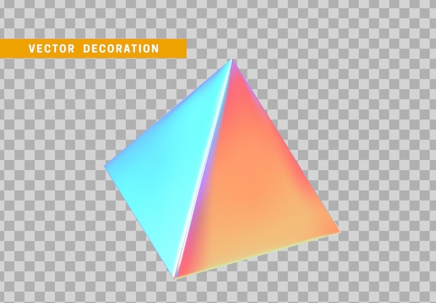 Pirámide aislada con gradiente de color de camaleón de holograma colorido. forma geométrica de objetos 3d. ilustración vectorial