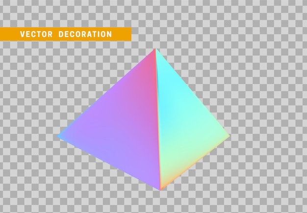 Pirámide aislada con gradiente de color de camaleón de holograma colorido. forma geométrica de objetos 3d. ilustración vectorial