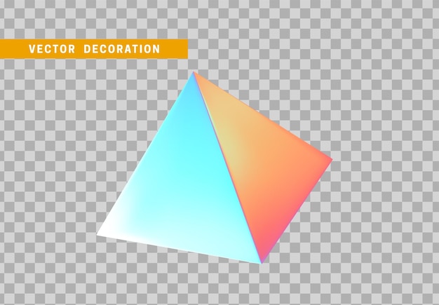 Pirámide aislada con gradiente de color de camaleón de holograma colorido. forma geométrica de objetos 3d. ilustración vectorial