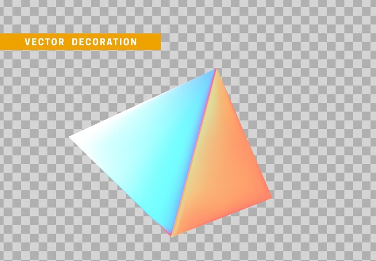 Vector pirámide aislada con gradiente de color de camaleón de holograma colorido. forma geométrica de objetos 3d. ilustración vectorial