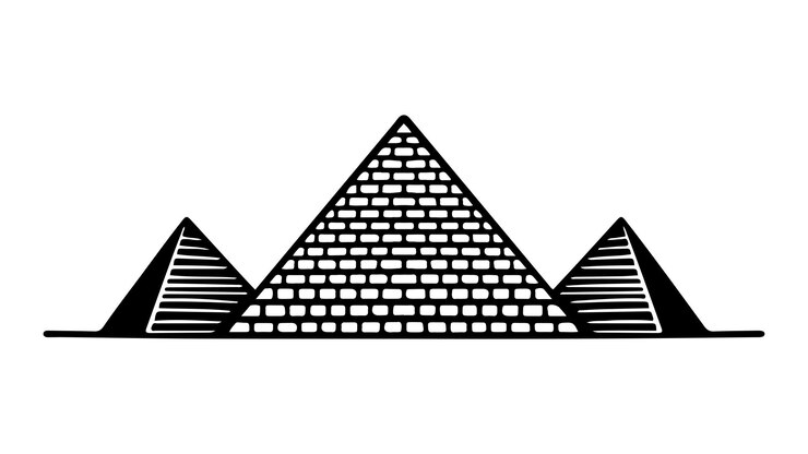 Pirámide antiguo edificio blanco y negro vector ilustración simple