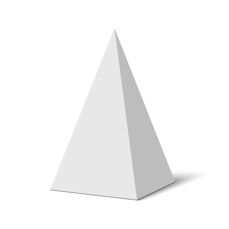 Vector pirámide blanca con sombra.