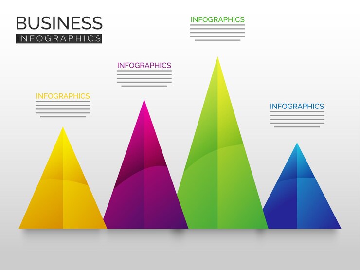 Vector pirámide de colores para mostrar información