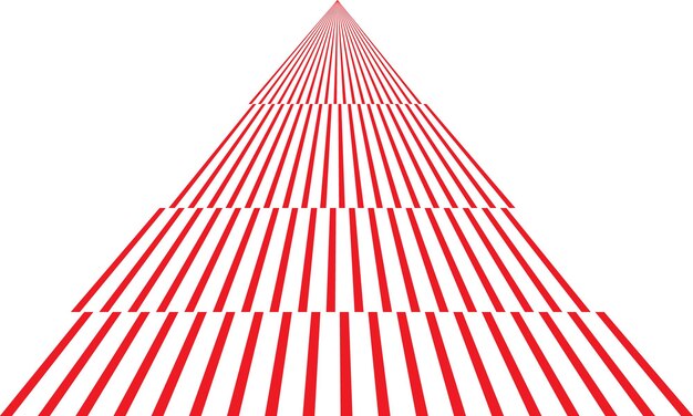 Pirámide geométrica roja de líneas