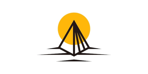 pirámide y sol logotipo diseño logotipo diseño plantilla icono símbolo vectorial idea