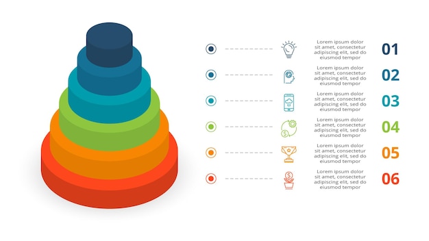 Pirámide vectorial flechas arriba infografía diagrama gráfico triángulo gráfico presentación Business timeline concepto con 6 partes