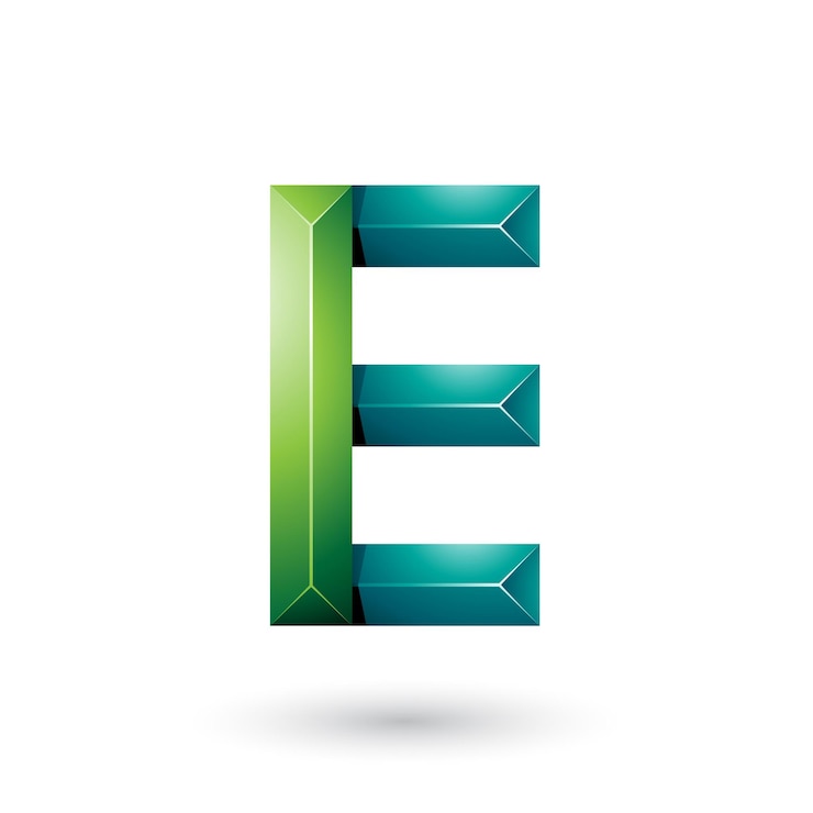 Vector pirámide verde claro y oscuro como letra geométrica e ilustración vectorial
