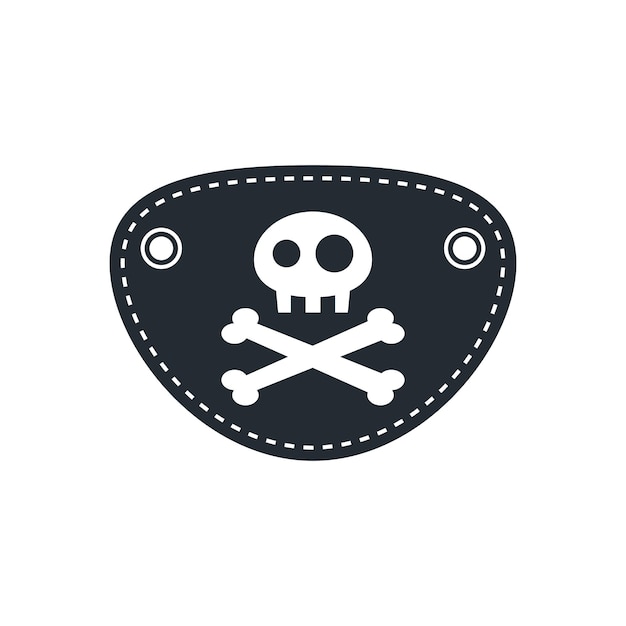 Pirata cráneo esqueleto logo insignia vector ilustración lindo garabato dibujo