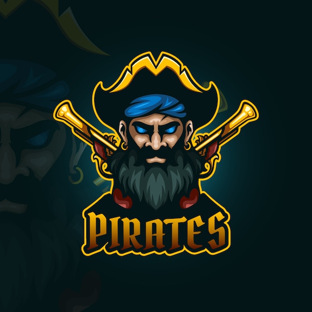 Pirata con logo de esport de pistolas de chispa