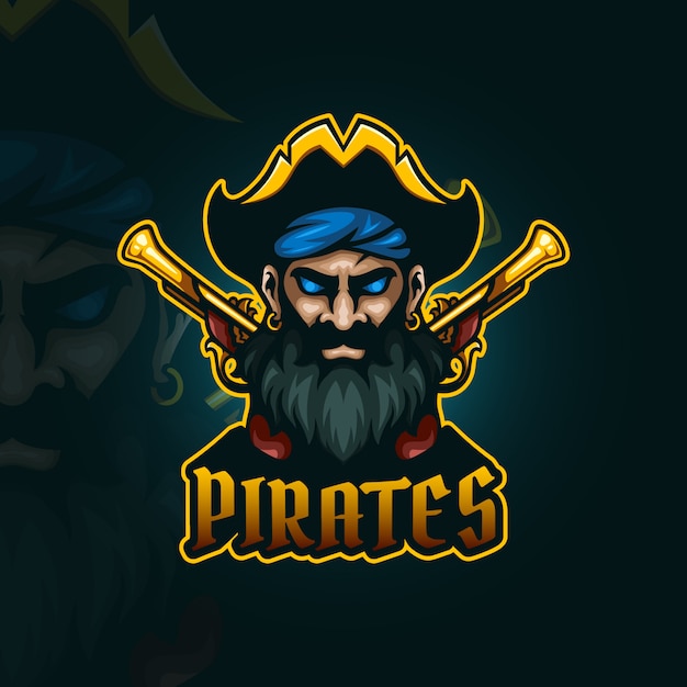 Vector pirata con logo de esport de pistolas de chispa