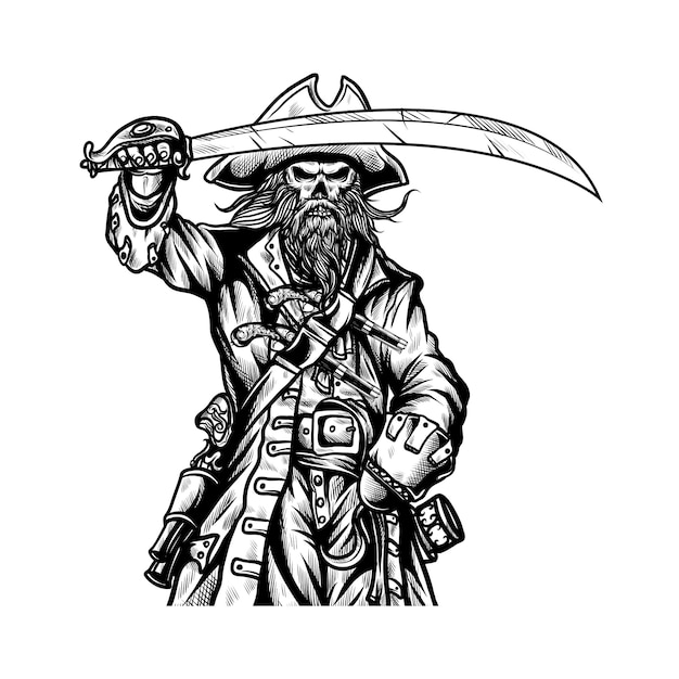 Piratas con espada ilustración