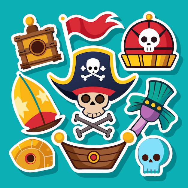 Pirate Skull y Crossbones Stickers Divertida para las fiestas de los niños y más