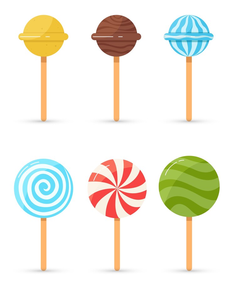 Vector piruleta de colores dulces, caramelos