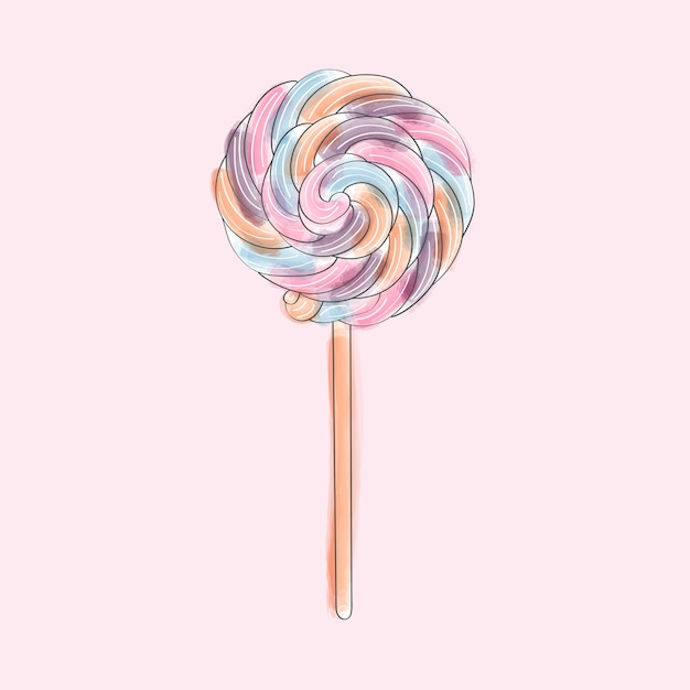 Piruleta de colores sobre fondo rosa